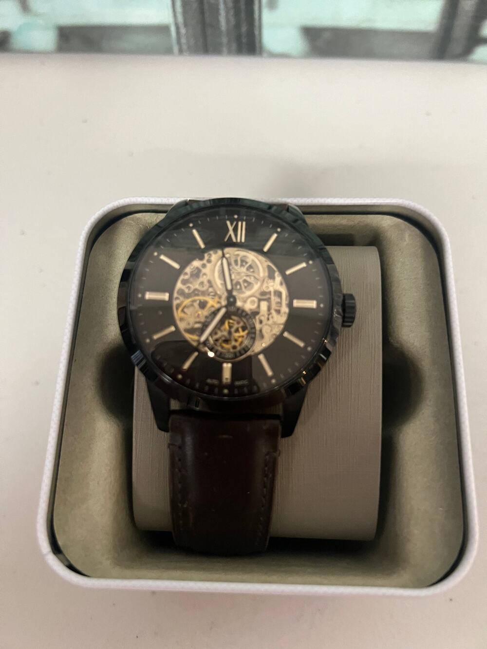 Fossil Townsman ME3155 44mm Skeleton Automatic Leather Watch